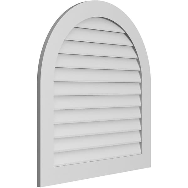 Round Top Surface Mount PVC Gable Vent: Non-Functional, W/ 3-1/2W X 1P Standard Frame, 36W X 38H